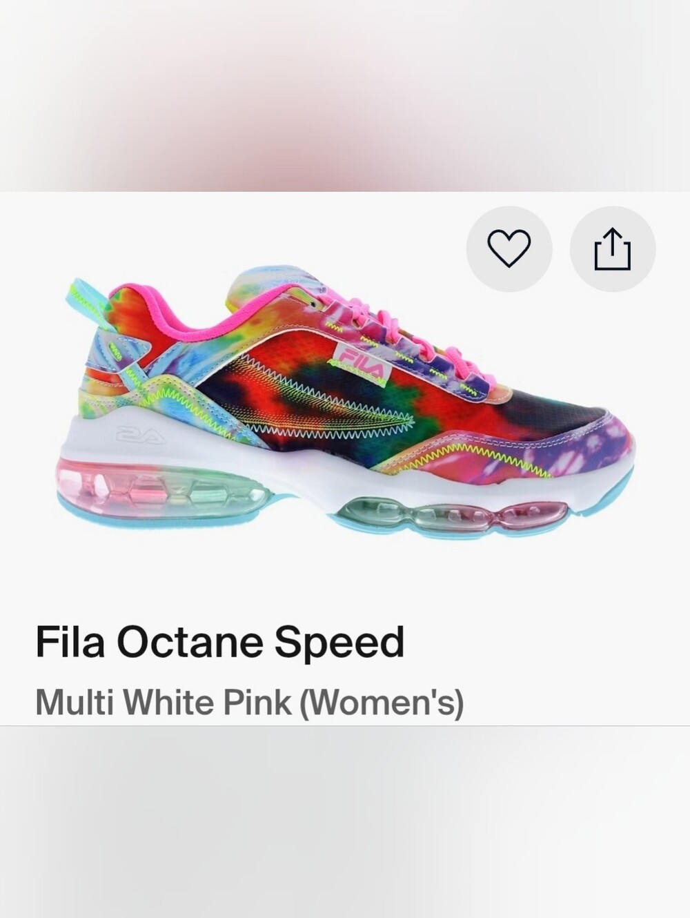 FILA- Women Multicolor Tie-Dye Sneakers with Pink Accents.